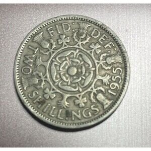 1955 GREAT BRITAIN TWO SHILLINGS UNC‎ BRIGHT DEEP UNIQUE COLOR TONE GEM BU (SS)